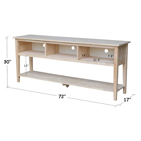 International Concepts EnteRTAinment / TV Stand, 72", Unfinished - TV-8-72