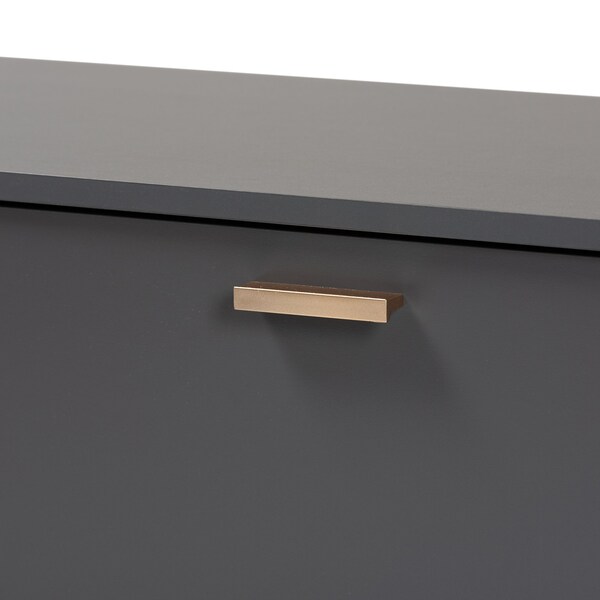 Baxton Studio Kelson Modern and Contemporary Dark Grey and Gold Finished Wood TV Stand - 189-11572-ZORO