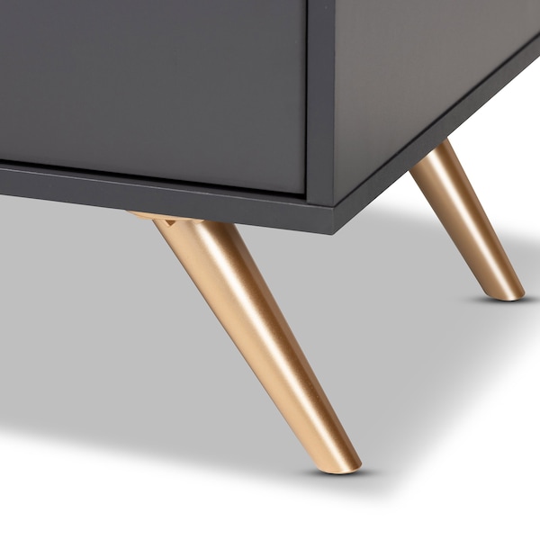 Baxton Studio Kelson Modern and Contemporary Dark Grey and Gold Finished Wood TV Stand - 189-11572-ZORO