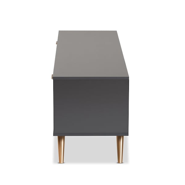 Baxton Studio Kelson Modern and Contemporary Dark Grey and Gold Finished Wood TV Stand - 189-11572-ZORO
