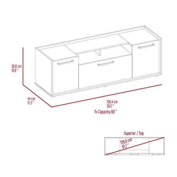 Tuhome Lyon Tv Stand for TV's up 55 in. One Cabinet, Double Door, Dark Walnut - RLC6704