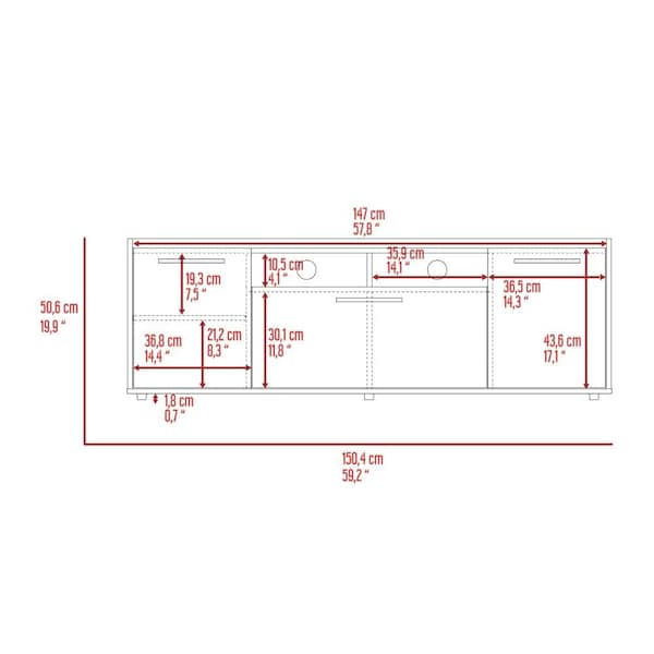 Tuhome Lyon Tv Stand for TV's up 55 in. One Cabinet, Double Door, Dark Walnut - RLC6704