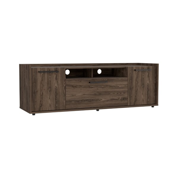 Tuhome Lyon Tv Stand for TV's up 55 in. One Cabinet, Double Door, Dark Walnut - RLC6704
