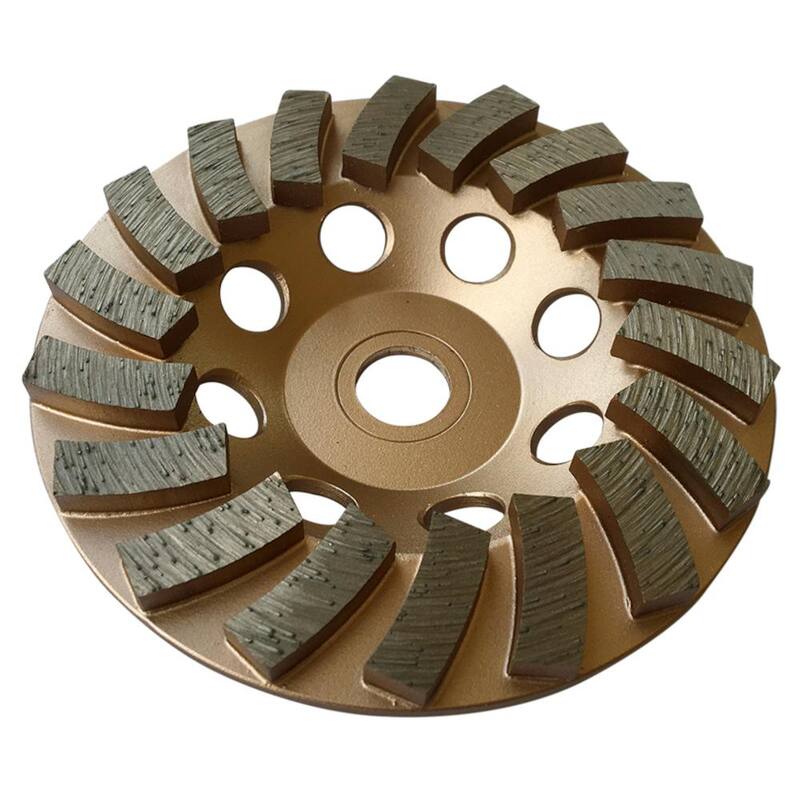 Rueda de copa de molienda de diamante para concreto de 4.5 pulgadas, con 18 segmentos de hoja de diamante turbo, eje no roscado de 7/8 de pulgada y 5/8 de pulgada - SWS4518A7
