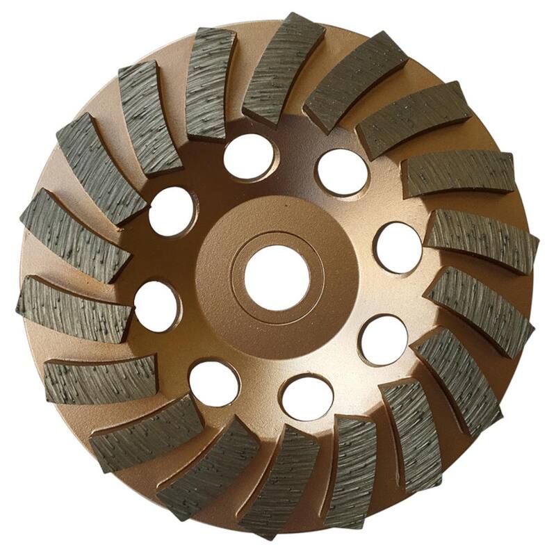 Rueda de copa de molienda de diamante para concreto de 4.5 pulgadas, con 18 segmentos de hoja de diamante turbo, eje no roscado de 7/8 de pulgada y 5/8 de pulgada - SWS4518A7