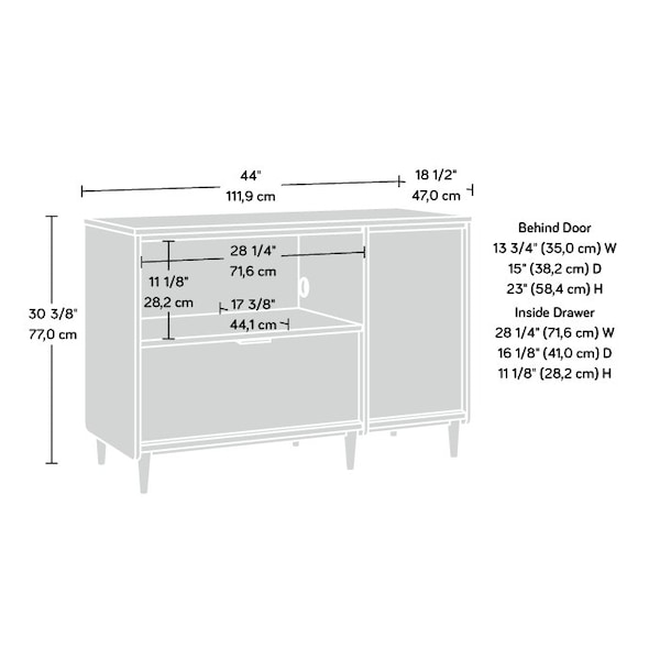 Sauder Clifford Place Credenza Nm , Accommodates up to a 46 in. in. TV weighing 50 lbs - 433366