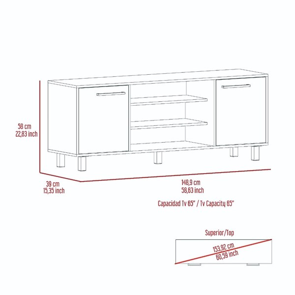 Tuhome Kaia Tv Stand for TV's up 55 in. Four Shelves, Three Shelves, Black/Pine - RVA3989