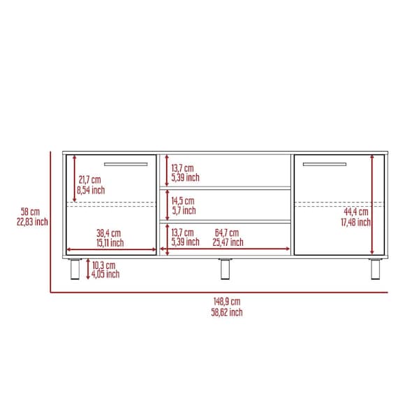 Tuhome Kaia Tv Stand for TV's up 55 in. Four Shelves, Three Shelves, Black/Pine - RVA3989