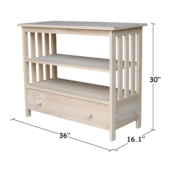 International Concepts Mission EnteRTAinment / TV Stand, 36", Unfinished - TV-36