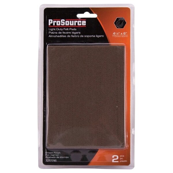 Prosource Furniture Pad, Felt Cloth, Brown, 6 x 4-1/2 in Dia, 4-1/2 in W, 5/64 in Thick, Square - FE-S307-PS