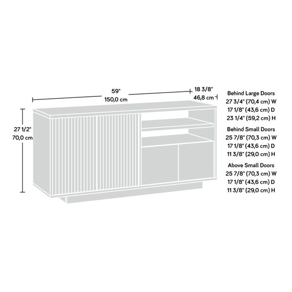 Sauder East Rock Credenza Ao , Accommodates up to a 65 in. TV weighing 70 lbs - 431761