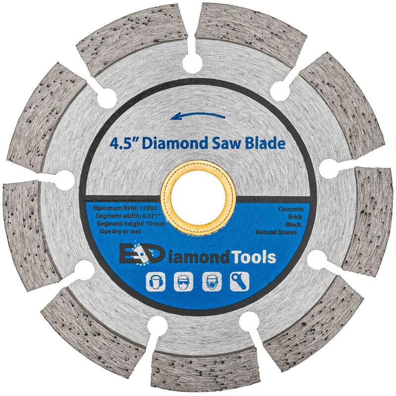 4.5 pulgadas de Concreto y Albañilería, Borde Segmentado, Hojas de Sierra de Diamante de Uso General, 7/8 pulgadas - 5/8 pulgadas de Arbor No Roscada - SG45X