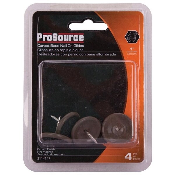 Prosource Furniture Glide, Carpet/Steel, Brown, Brown, 1 x 1 x 15/16 in Dimensions - FE-S509-PS
