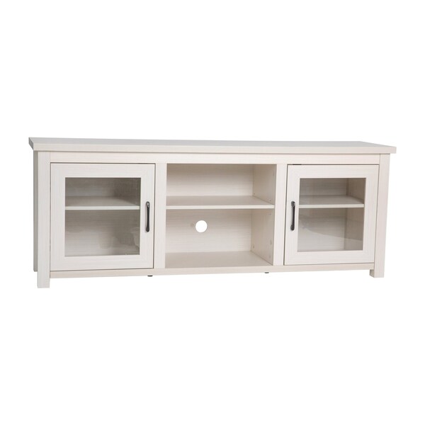Flash Furniture Gray Wash Oak TV Stand - Glass Fronted Doors 65" - GC-MBLK65-WH-GG