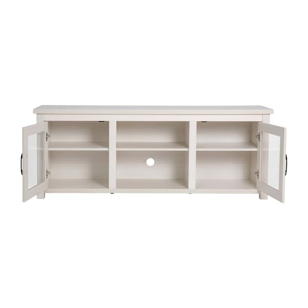 Flash Furniture Gray Wash Oak TV Stand - Glass Fronted Doors 65" - GC-MBLK65-WH-GG