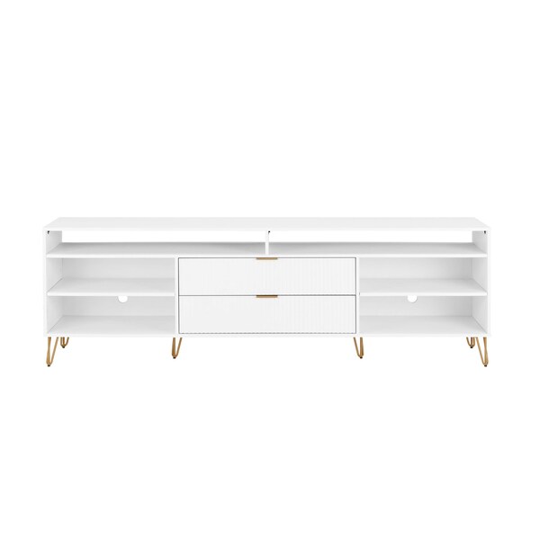 Manhattan Comfort DUMBO 85in TV Stand in White - TV002-WH