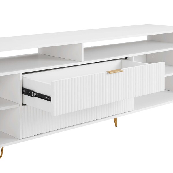 Manhattan Comfort DUMBO 85in TV Stand in White - TV002-WH