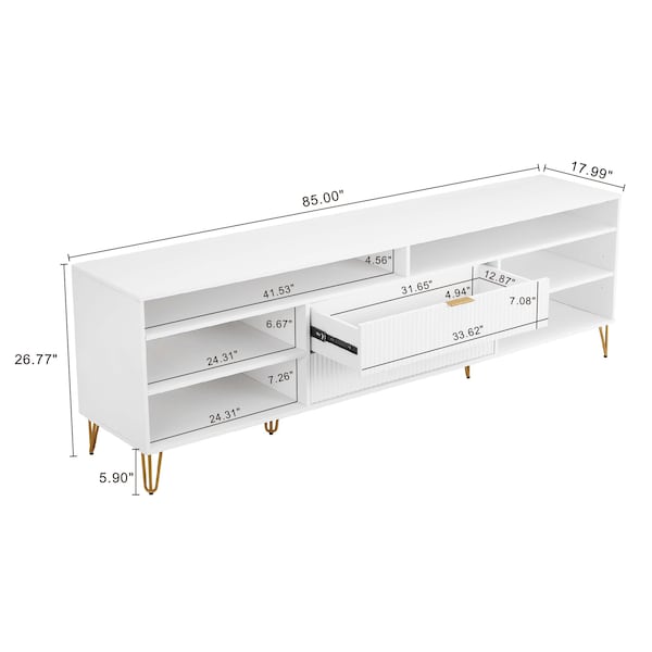 Manhattan Comfort DUMBO 85in TV Stand in White - TV002-WH