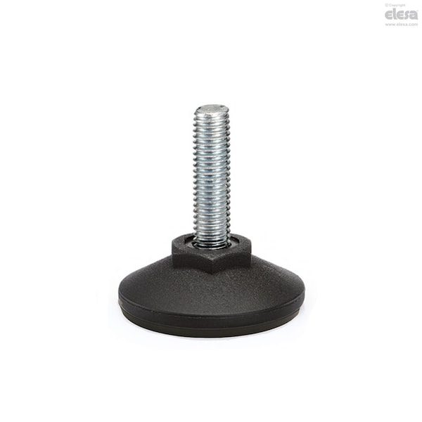 Elesa Zinc-plated steel, base with no-slip disk, LX.25-SW13-AS-M8x52 - LX-AS