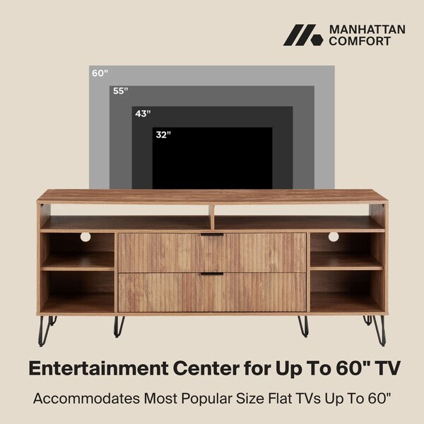 Manhattan Comfort DUMBO 63in TV Stand in Golden Brown - TV001-GB