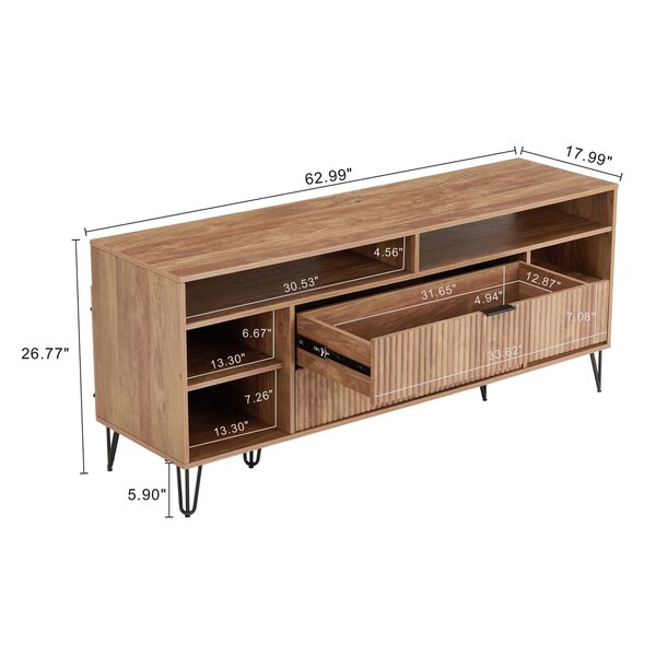Manhattan Comfort DUMBO 63in TV Stand in Golden Brown - TV001-GB