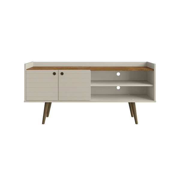Manhattan Comfort Bogart TV Stand in Off-White and Nature - 257BMC10