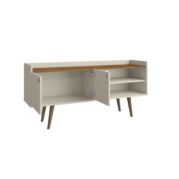 Manhattan Comfort Bogart TV Stand in Off-White and Nature - 257BMC10