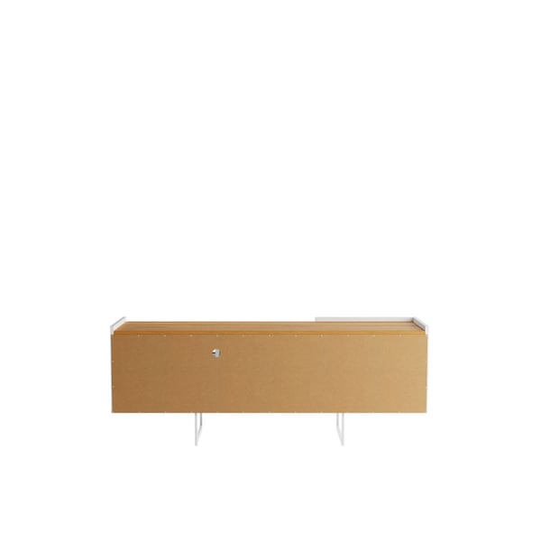 Manhattan Comfort Winston 53.14 TV Stand with 4 Shelves in White and Cinnamon - 223951