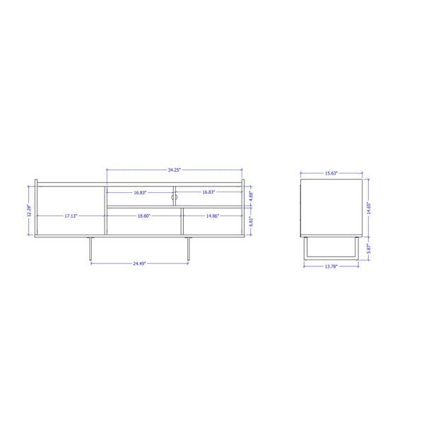 Manhattan Comfort Winston 53.14 TV Stand with 4 Shelves in White and Cinnamon - 223951