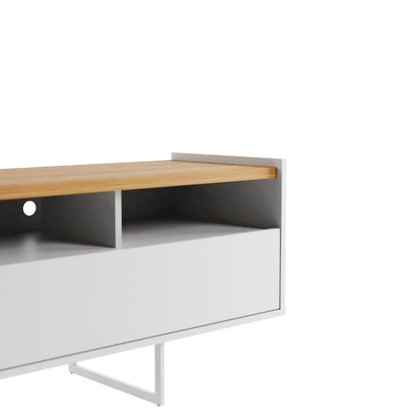 Manhattan Comfort Winston 53.14 TV Stand with 4 Shelves in White and Cinnamon - 223951