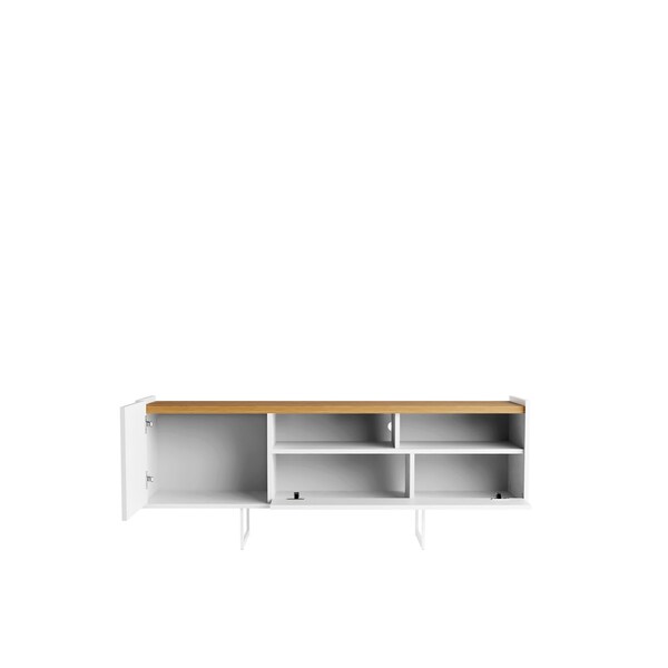 Manhattan Comfort Winston 53.14 TV Stand with 4 Shelves in White and Cinnamon - 223951