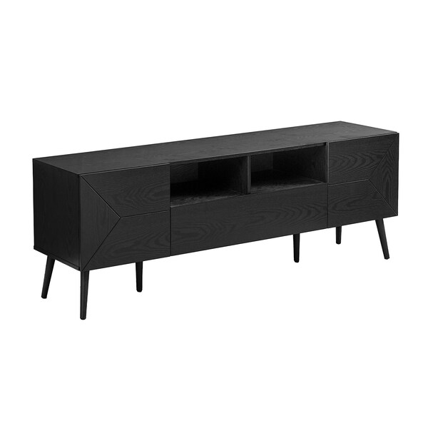 Monarch Specialties TV Stand, 72'', Console, Media Entertainment Center, Storage Drawer, Black Laminate, Mid Century - I 2754