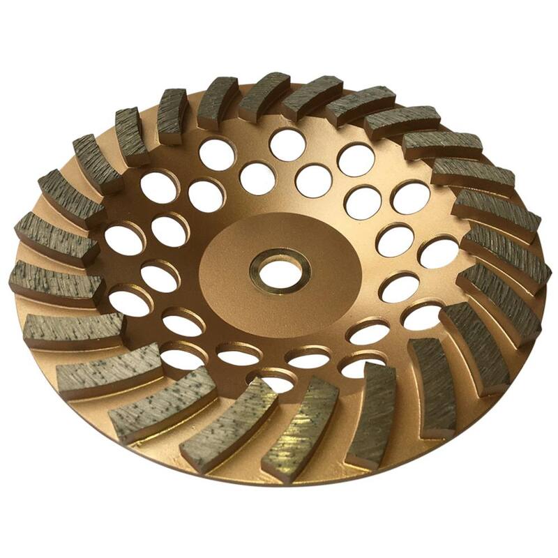 Ruedas de copa para rectificado de concreto de 7 pulgadas, con corona de diamante, 24 segmentos de cuchilla de diamante turbo, árbol no roscado de 7/8 pulgadas y 5/8 pulgadas - SWS0724A7