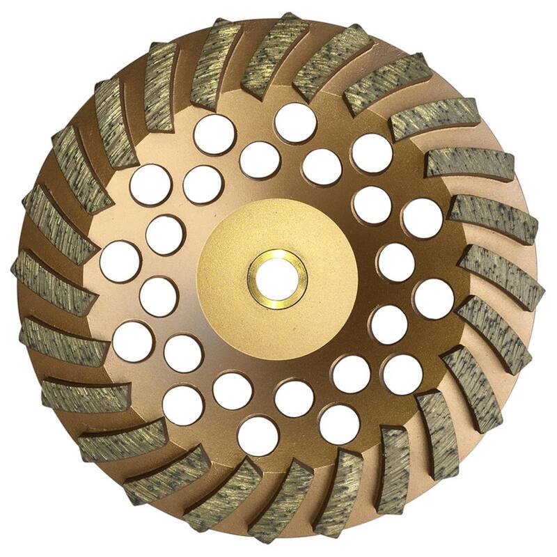 Ruedas de copa para rectificado de concreto de 7 pulgadas, con corona de diamante, 24 segmentos de cuchilla de diamante turbo, árbol no roscado de 7/8 pulgadas y 5/8 pulgadas - SWS0724A7