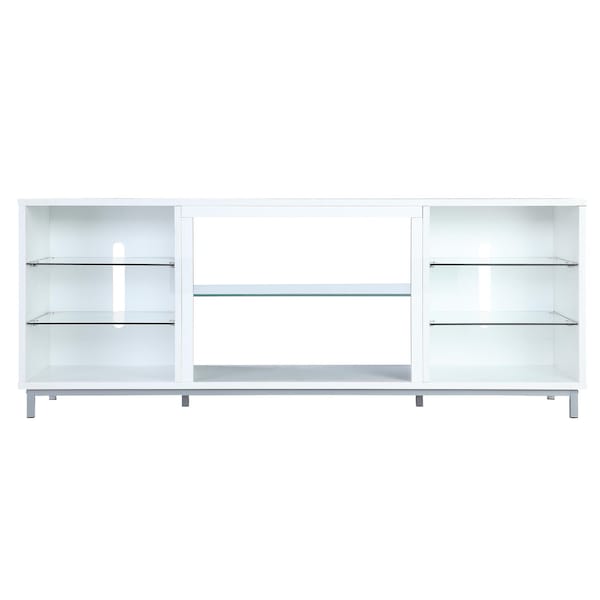 Manhattan Comfort Brighton 60" TV Stand with Glass Shelves and Media Wire Management in White - TVFP4-WH