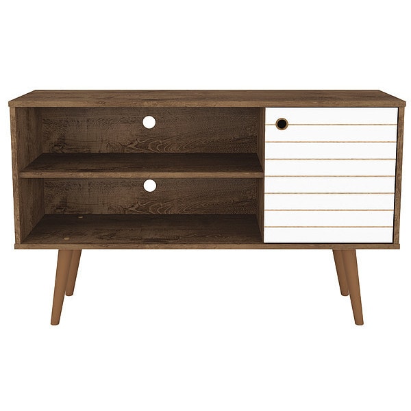 Manhattan Comfort TV Stand, Mid Century, 42.52", White - 212BMC96