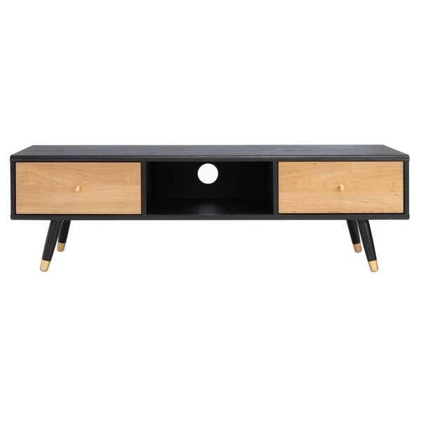 Safavieh Beatrix 2 Drawer 1 Shelf Media TV Stands Black & Oak - MED9607A