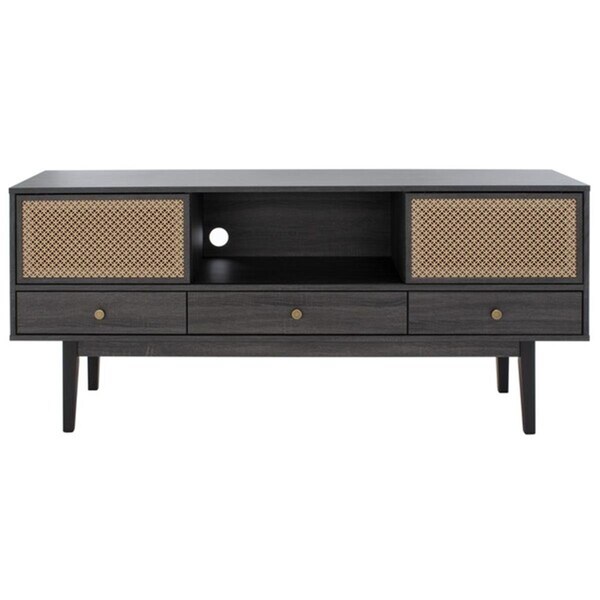 Safavieh Ceu 3 Drawer 1 Shelf Media TV Stand, Distressed Black & Gold - 1 Box of 2 - MED9606E-2BX
