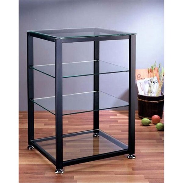 Spark 4 Black Poles 4 Clear Glass Shelves AV Stand - SP702506