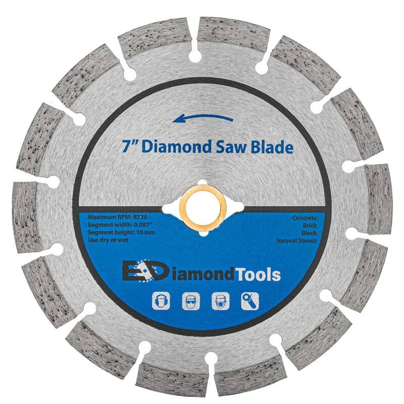 Discos de sierra segmentados de uso general de 7 pulgadas para concreto y albañilería, 10mm de altura de segmento, con arbor de diamante y casquillo de 7/8 pulgadas - SG70X