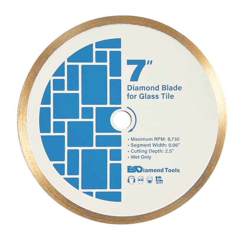 EDiamondTools 7 in. Azulejo de mosaico de vidrio, Borde Continuo, Altura del segmento de 10 mm, Hoja de sierra de diamante, Solo húmedo, Arbor de 5/8 in. - CG70C_THD