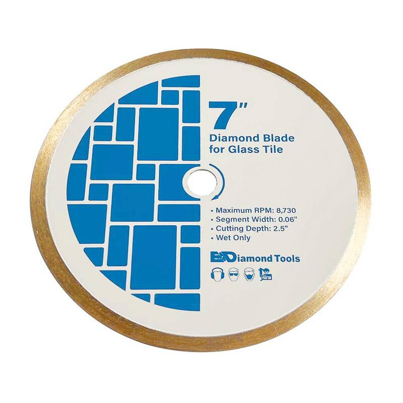 EDiamondTools 7 in. Azulejo de mosaico de vidrio, Borde Continuo, Altura del segmento de 10 mm, Hoja de sierra de diamante, Solo húmedo, Arbor de 5/8 in. - CG70C_THD