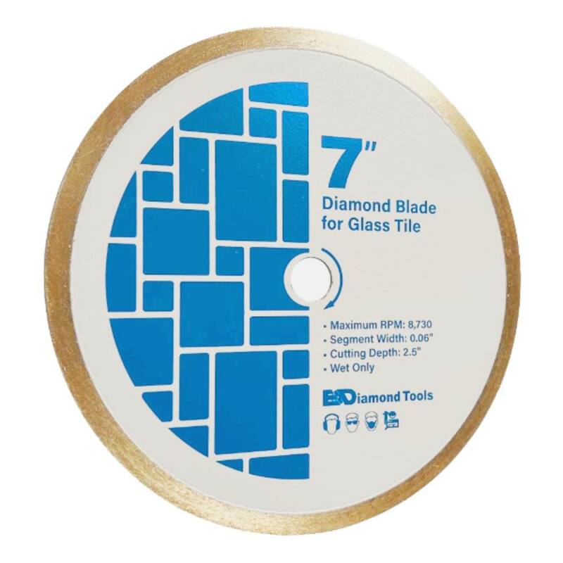 EDiamondTools 7 in. Azulejo de mosaico de vidrio, Borde Continuo, Altura del segmento de 10 mm, Hoja de sierra de diamante, Solo húmedo, Arbor de 5/8 in. - CG70C_THD