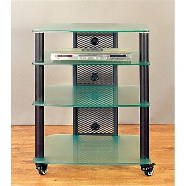 Spark Black Poles 4 Frosted Glass Shelves AV Stand - SP2681074