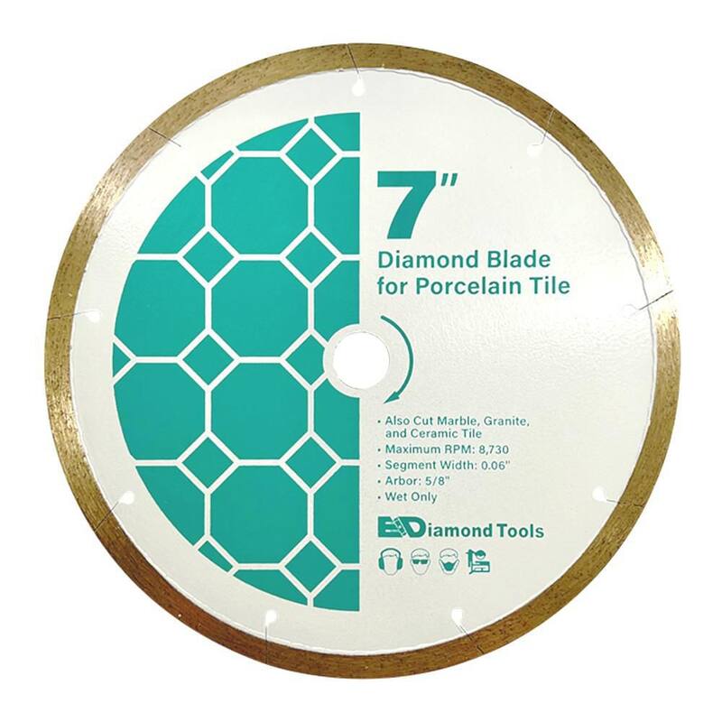EDiamondTools 7 pulgadas azulejo de cerámica y piedra, borde continuo, altura del segmento de 10 mm, hoja de sierra de diamante, solo húmedo, 5/8 pulgadas de arbor - TR70_THD