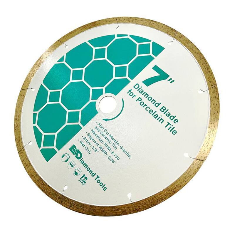 EDiamondTools 7 pulgadas azulejo de cerámica y piedra, borde continuo, altura del segmento de 10 mm, hoja de sierra de diamante, solo húmedo, 5/8 pulgadas de arbor - TR70_THD