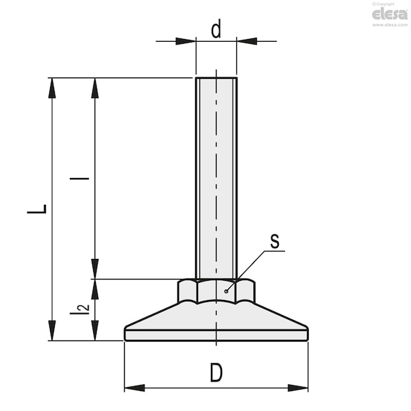 Elesa Zinc-plated steel, LX.40-SW17-M10x100 - LX