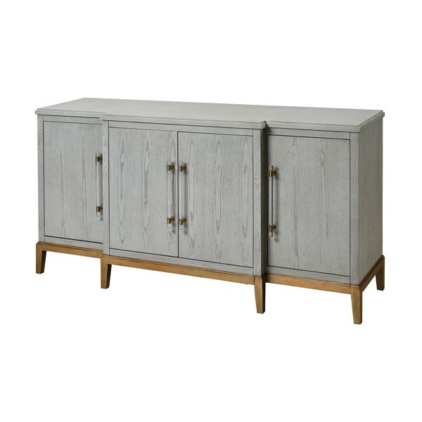 Stein World Contemporary Geneva Media Console In Light Ash Grey, Gold And Acrylic Hardware, 577501 - 17074