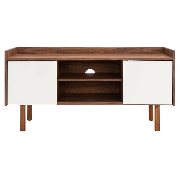 Safavieh Diara 2 Shelf 2 Door TV Stands Walnut & White - MED9603A