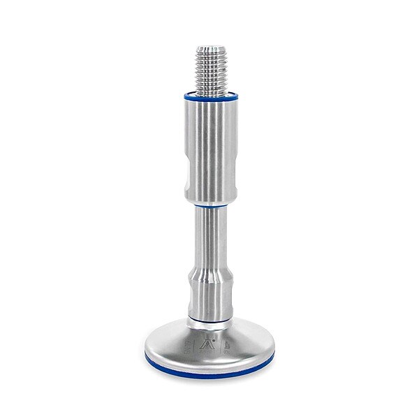 J.W. Winco Male-End Leveling Mount, 225 mm H - 19-100-M16-225-A